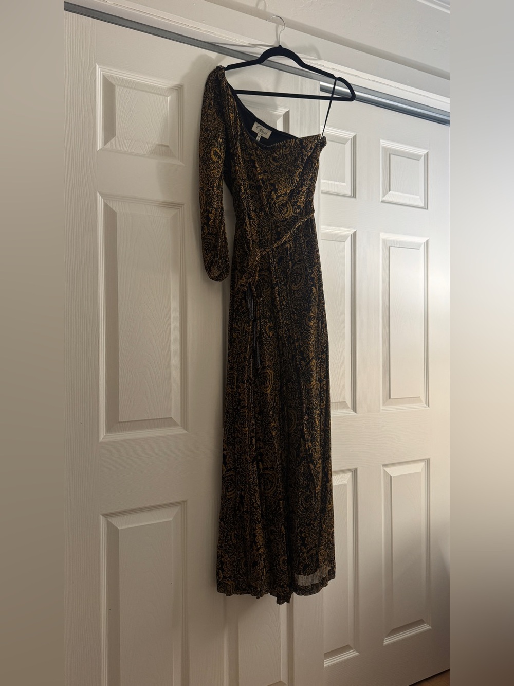 Ollari paisley one shoulder jumpsuit